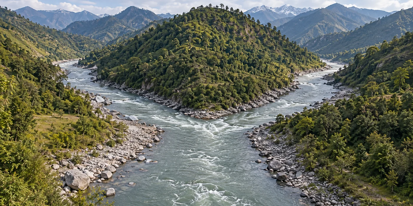 Two mountain streams joining into one river