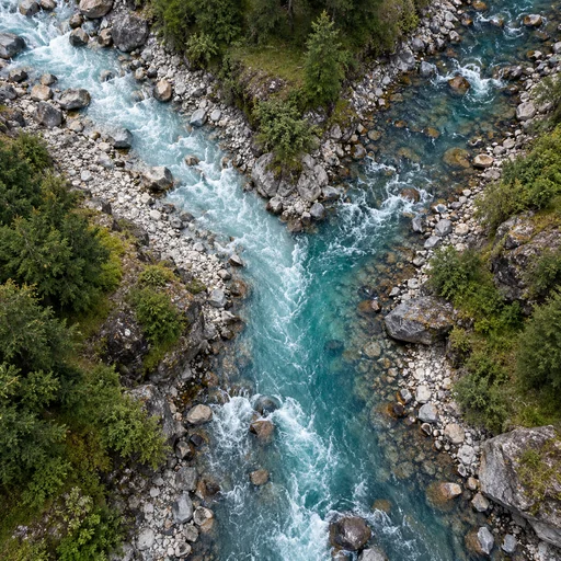 Two mountain streams joining into one river