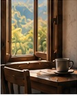 Window overlooking mountains